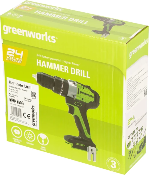 Дрель-шуруповерт Greenworks GD24DD60 аккум. патрон:быстрозажимной (3704107) Дрель-шуруповерт Greenworks GD24DD60 аккум. патрон:быстрозажимной (3704107)
