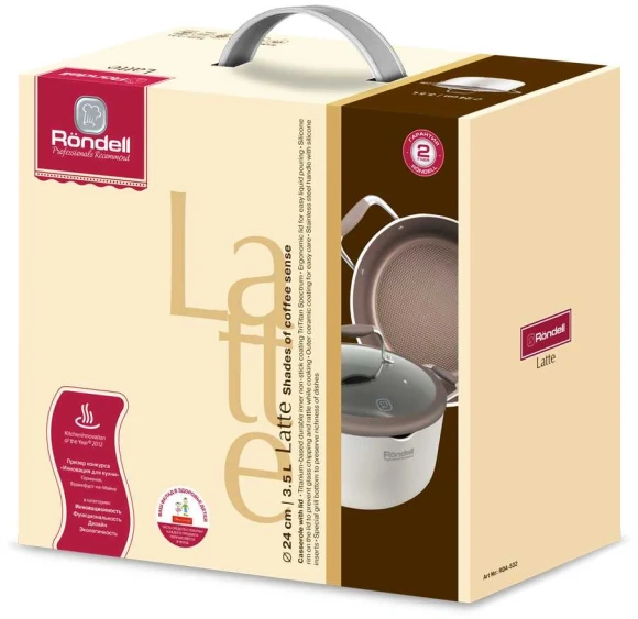 Кастрюля Rondell Latte RDA-532 3.5л. d=24см (с крышкой) бежевый