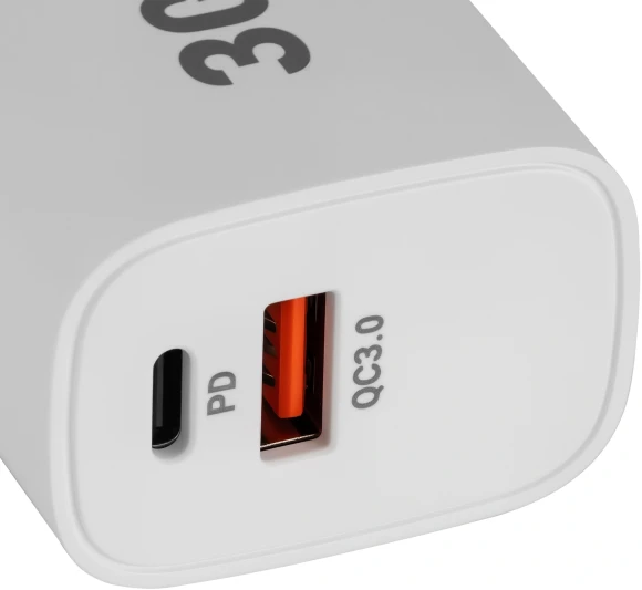 Сетевое зар./устр. Digma DGW3D 30W 3A (PD+QC) USB-C/USB-A универсальное белый (DGW3D0F110WH)