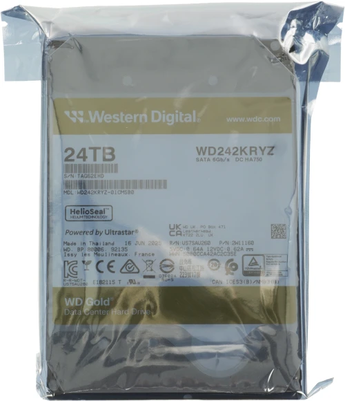 Жесткий диск WD SATA-III 24TB WD242KRYZ Gold 512E (7200rpm) 512Mb 3.5"