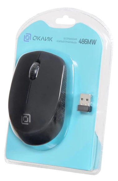 Мышь Оклик 486MW черный оптическая 1600dpi беспров. USB для ноутбука 3but (1196555)