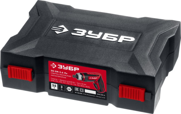 Отвертка аккум. Зубр ЗО-ЕМ-3.6 Ли аккум. патрон:Шестигранник 6.35 мм (1/4) (кейс в комплекте)