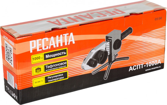 Сварочный аппарат для пластиковых труб Ресанта АСПТ-1000А 1кВт Тмакс.:300 парн.насад.