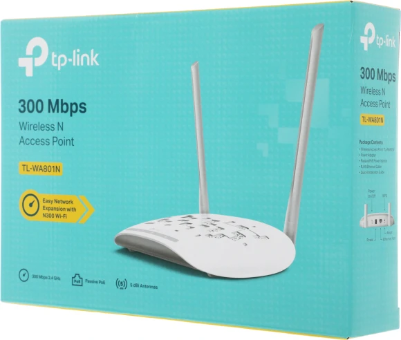 Точка доступа TP-Link TL-WA801N N300 10/100BASE-TX белый