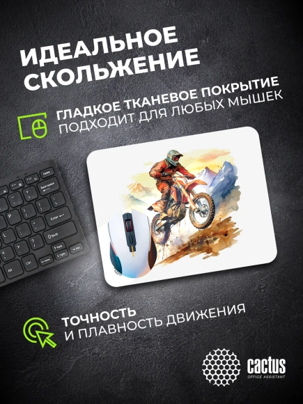 Коврик для мыши Cactus Motobike 250x200x3мм (CS-MP-D12S)
