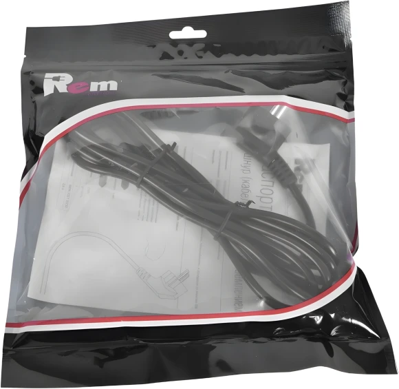 Шнур питания Rem R-10-Cord-C13-S-3 C13-Schuko проводник.:3x1мм2 3м 220В 10А (упак.:1шт) черный
