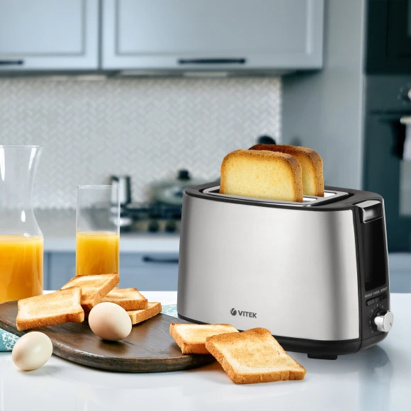 Тостер Vitek VT-7156 750Вт серебристый/черный