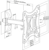 Кронштейн для телевизора Ultramounts UM865 черный 23"-42" макс.20кг настенный поворотно-выдвижной и наклонный