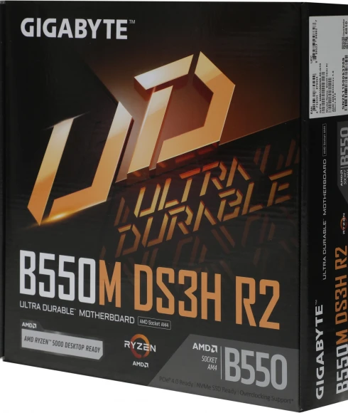 Материнская плата Gigabyte B550M DS3H R2 Soc-AM4 AMD B550 4xDDR4 mATX AC`97 8ch(7.1) GbLAN RAID+HDMI+DP