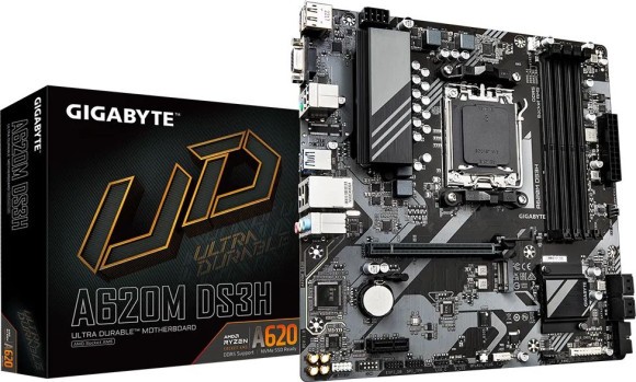 Материнская плата Gigabyte A620M DS3H Socket AM5 AMD A620 4xDDR5 mATX AC`97 8ch(7.1) GbLAN RAID+VGA+HDMI+DP