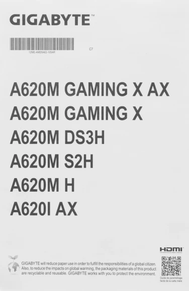 Материнская плата Gigabyte A620M DS3H Socket AM5 AMD A620 4xDDR5 mATX AC`97 8ch(7.1) GbLAN RAID+VGA+HDMI+DP Материнская плата Gigabyte A620M DS3H Socket AM5 AMD A620 4xDDR5 mATX AC`97 8ch(7.1) GbLAN RAID+VGA+HDMI+DP