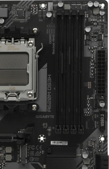 Материнская плата Gigabyte A620M DS3H Socket AM5 AMD A620 4xDDR5 mATX AC`97 8ch(7.1) GbLAN RAID+VGA+HDMI+DP Материнская плата Gigabyte A620M DS3H Socket AM5 AMD A620 4xDDR5 mATX AC`97 8ch(7.1) GbLAN RAID+VGA+HDMI+DP