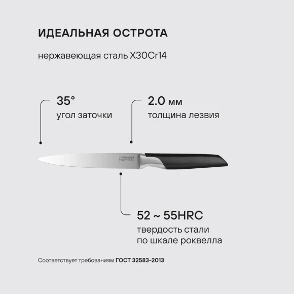Нож кухонный Rondell Brando RD-1434 стальной универсальный лезв.127мм прямая заточка черный блистер Нож кухонный Rondell Brando RD-1434 стальной универсальный лезв.127мм прямая заточка черный блистер