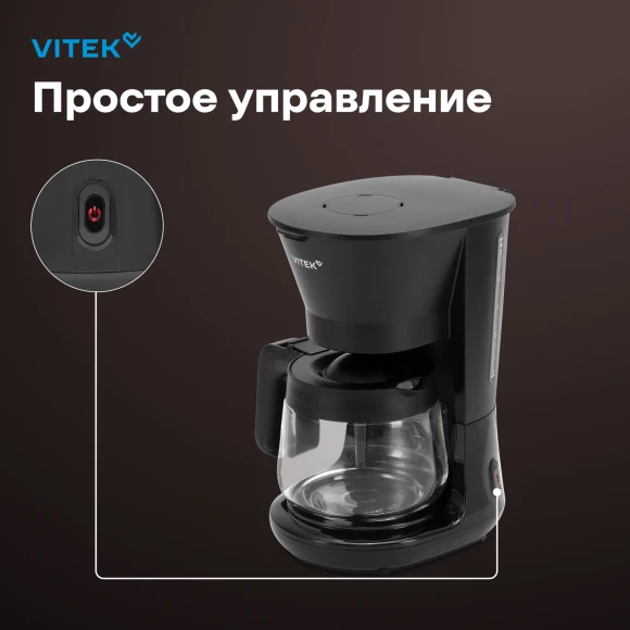 Кофеварка капельная Vitek VT-CMD1700 900Вт черный