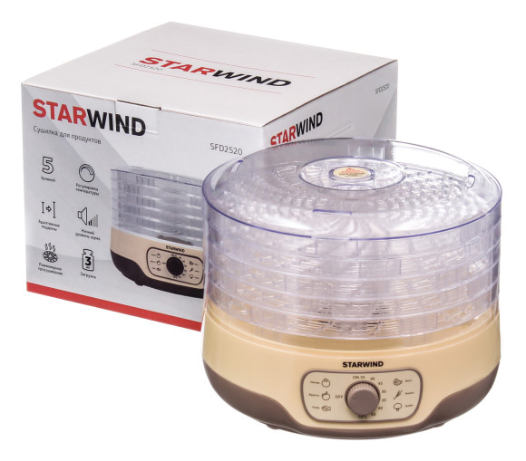 Сушка для фруктов и овощей Starwind SFD2520 5под. 250Вт бежевый