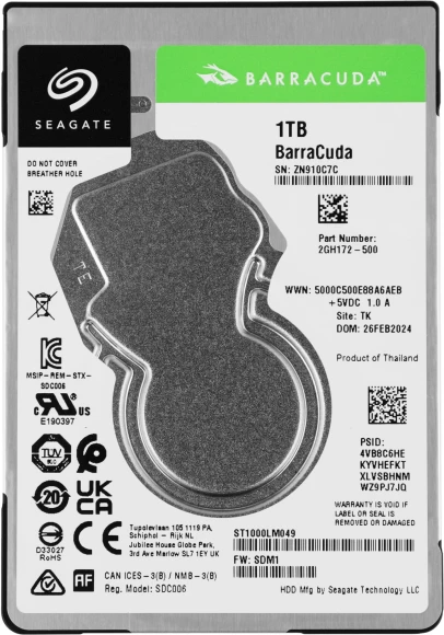 Жесткий диск Seagate SATA-III 1TB ST1000LM049 Notebook/Desktop Barracuda Pro 4KN (7200rpm) 128Mb 2.5"