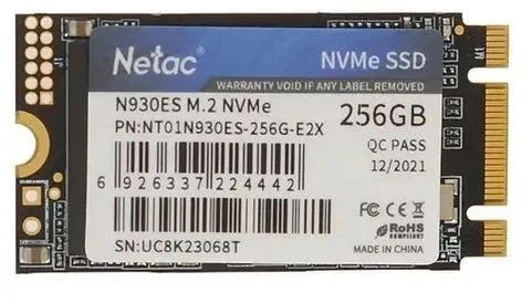 Накопитель SSD Netac PCIe 3.0 x2 256GB NT01N930ES-256G-E2X N930ES M.2 2242