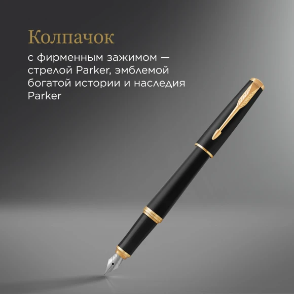 Ручка перьев. Parker Urban Core F309 (1931593) Muted Black GT F сталь нержавеющая подар.кор.
