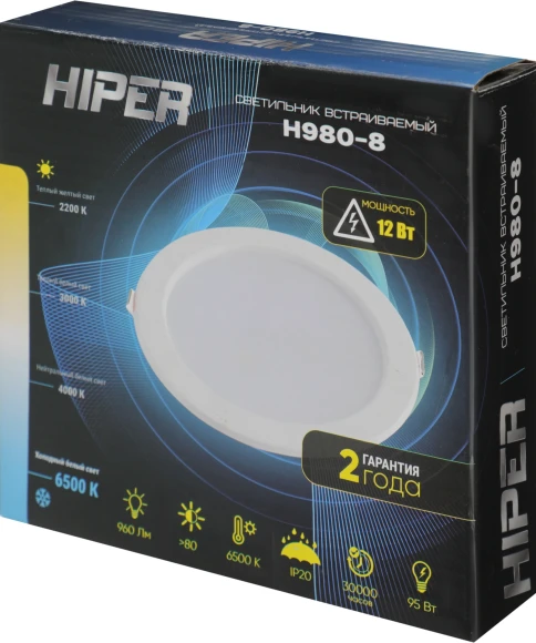 Светильник Hiper H980-8 12Вт 6500K цв.св.:белый холодный белый Светильник Hiper H980-8 12Вт 6500K цв.св.:белый холодный белый