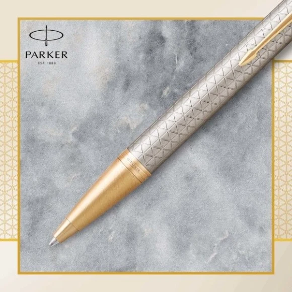 Ручка шариков. Parker IM Premium K323 (1931687) Grey GT M син. черн. подар.кор.