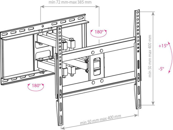 Кронштейн для телевизора Arm Media COBRA-50 черный 26"-65" макс.35кг настенный поворотно-выдвижной и наклонный Кронштейн для телевизора Arm Media COBRA-50 черный 26"-65" макс.35кг настенный поворотно-выдвижной и наклонный