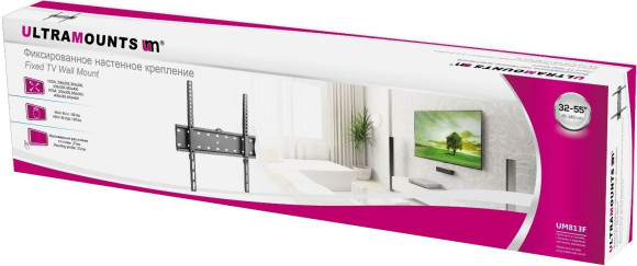 Кронштейн для телевизора Ultramounts UM813F черный 32"-55" макс.40кг настенный фиксированный Кронштейн для телевизора Ultramounts UM813F черный 32"-55" макс.40кг настенный фиксированный