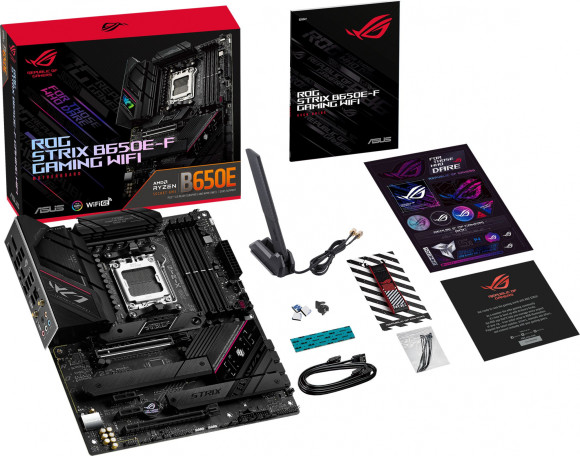 Материнская плата Asus ROG STRIX B650E-F GAMING WIFI Socket AM5 AMD B650 4xDDR5 ATX AC`97 8ch(7.1) 2.5Gg RAID+HDMI+DP