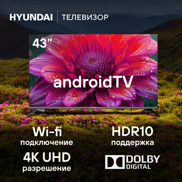 Телевизор LED Hyundai 43" H-LED43BU7006 Android TV Frameless Metal черный 4K Ultra HD 60Hz DVB-T DVB-T2 DVB-C DVB-S DVB-S2 USB WiFi Smart TV Телевизор LED Hyundai 43" H-LED43BU7006 Android TV Frameless Metal черный 4K Ultra HD 60Hz DVB-T DVB-T2 DVB-C DVB-S DVB-S2 USB WiFi Smart TV