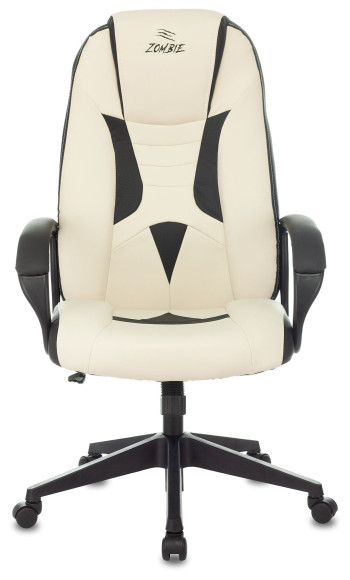 Кресло игровое Zombie 8 белый/черный экокожа крестов. пластик