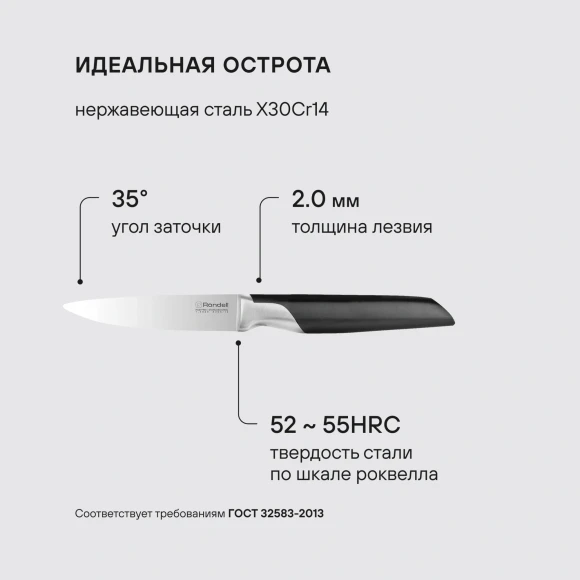 Нож кухонный Rondell Brando RD-1433 стальной универсальный для овощей лезв.90мм прямая заточка черный блистер Нож кухонный Rondell Brando RD-1433 стальной универсальный для овощей лезв.90мм прямая заточка черный блистер