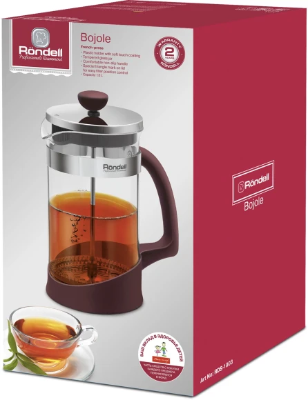 Френч-пресс Rondell Bojole RDS-1903 1л бордовый Френч-пресс Rondell Bojole RDS-1903 1л бордовый