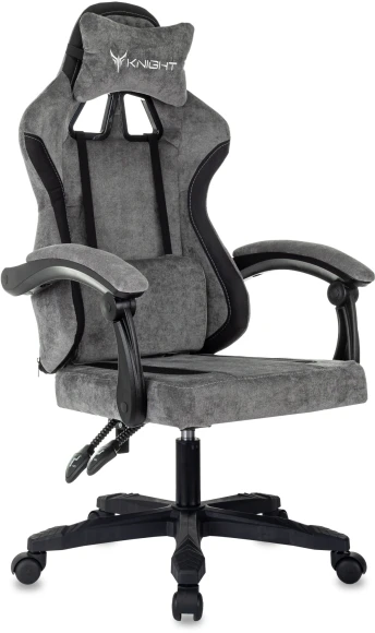 Кресло игровое Knight Wolf серый/черный крестов. пластик