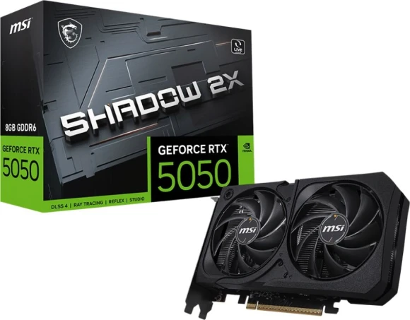 Видеокарта MSI PCI-E 5.0 RTX 5050 8G SHADOW 2X NVIDIA GeForce RTX 5050 8Gb 128bit GDDR6 2572/20000 HDMIx1 DPx3 HDCP Ret