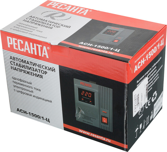 Стабилизатор напряжения Ресанта АСН-1500/1-Ц однофазный серый (63/6/3)
