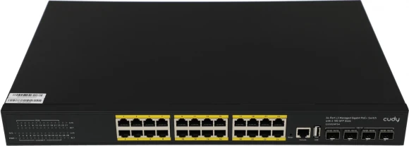 Коммутатор Cudy GS5024PS4-400W (L3) 24x1Гбит/с 4SFP+ 24PoE+ 400W управляемый