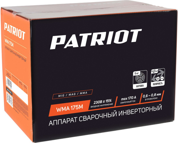 Сварочный полуавтомат Patriot WMA 175 M инвертор MIG-MAG/ММА 6.7кВт Сварочный полуавтомат Patriot WMA 175 M инвертор MIG-MAG/ММА 6.7кВт