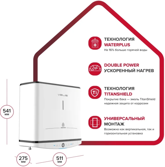 Водонагреватель Ariston Velis Tech PW ABSE 30 2.5кВт 30л электрический настенный/белый
