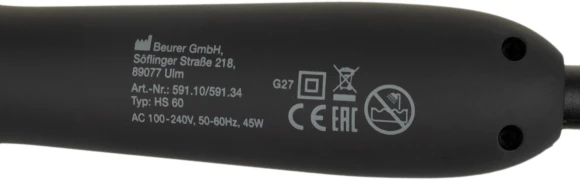 Расческа-выпрямитель Beurer HS60 45Вт черный макс.темп.:200С покрытие:керамическое (591.10)