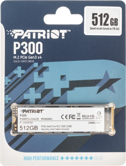 Накопитель SSD Patriot PCIe 3.0 x4 512GB P300P512GM28 P300 M.2 2280 Накопитель SSD Patriot PCIe 3.0 x4 512GB P300P512GM28 P300 M.2 2280