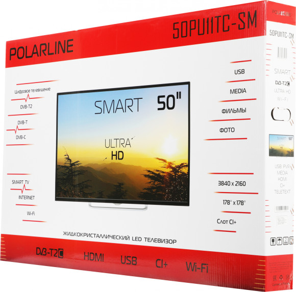 Телевизор LED PolarLine 50" 50PU11TC-SM черный 4K Ultra HD 60Hz DVB-T DVB-T2 DVB-C DVB-S2 WiFi Smart TV (RUS) Телевизор LED PolarLine 50" 50PU11TC-SM черный 4K Ultra HD 60Hz DVB-T DVB-T2 DVB-C DVB-S2 WiFi Smart TV (RUS)