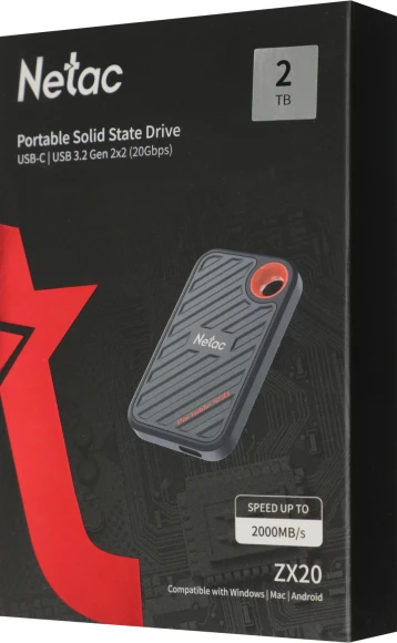 Накопитель SSD Netac USB-C 2TB NT01ZX20-002T-32BL ZX20 2.5" синий Накопитель SSD Netac USB-C 2TB NT01ZX20-002T-32BL ZX20 2.5" синий