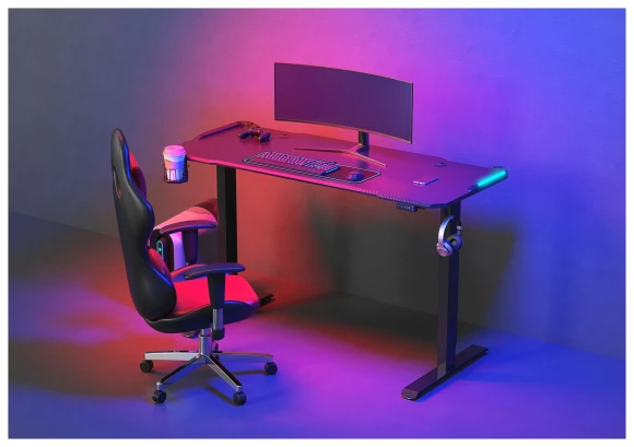 Стол для компьютера Cactus CS-EDL-GBK RGB электропривод столешница МДФ черный каркас черный 140x72x60см (CS-EDL-GBK)