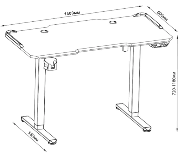 Стол для компьютера Cactus CS-EDL-GBK RGB электропривод столешница МДФ черный каркас черный 140x72x60см (CS-EDL-GBK)