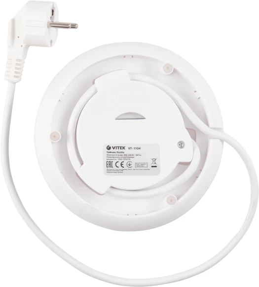 Чайник электрический Vitek VT-1104 1.5л. 2200Вт белый корпус: металл/пластик Чайник электрический Vitek VT-1104 1.5л. 2200Вт белый корпус: металл/пластик