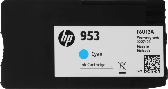 Картридж струйный HP 953 F6U12AE голубой (700стр.) для HP OJP 8710/8715/8720/8730/8210/8725