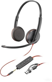 Наушники с микрофоном Poly Blackwire 3200 3225 черный/красный 2.27м накладные USB оголовье (8X229A6) Наушники с микрофоном Poly Blackwire 3200 3225 черный/красный 2.27м накладные USB оголовье (8X229A6)