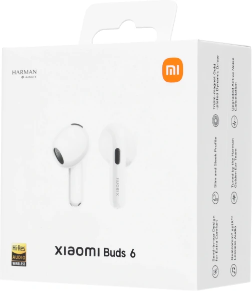 Гарнитура вкладыши Xiaomi Buds 6 белый беспроводные bluetooth в ушной раковине (BHR08OGGL)