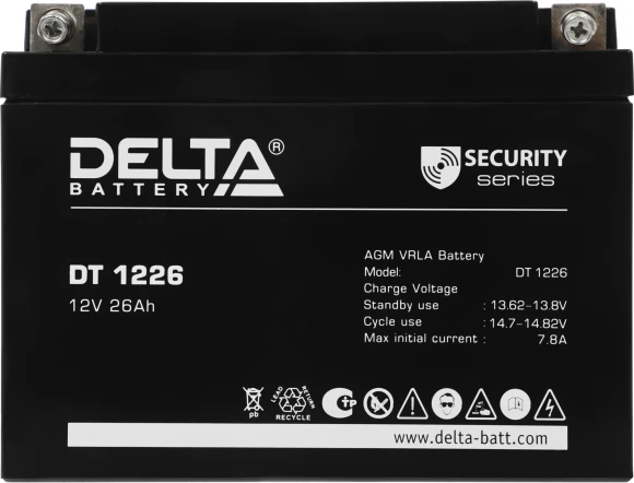 Батарея для ИБП Delta DT 1226 12В 26Ач Батарея для ИБП Delta DT 1226 12В 26Ач