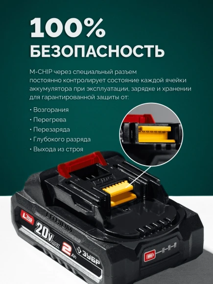 Цепная пила Зубр ПЦБ-4030 аккум. 1100Вт дл.шины:12" (30cm)