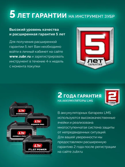 Цепная пила Зубр ПЦБ-4030 аккум. 1100Вт дл.шины:12" (30cm)